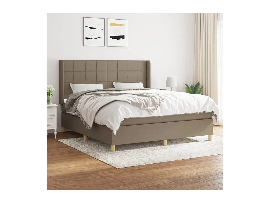 Boxspring met matras stof taupe 160x200 cm