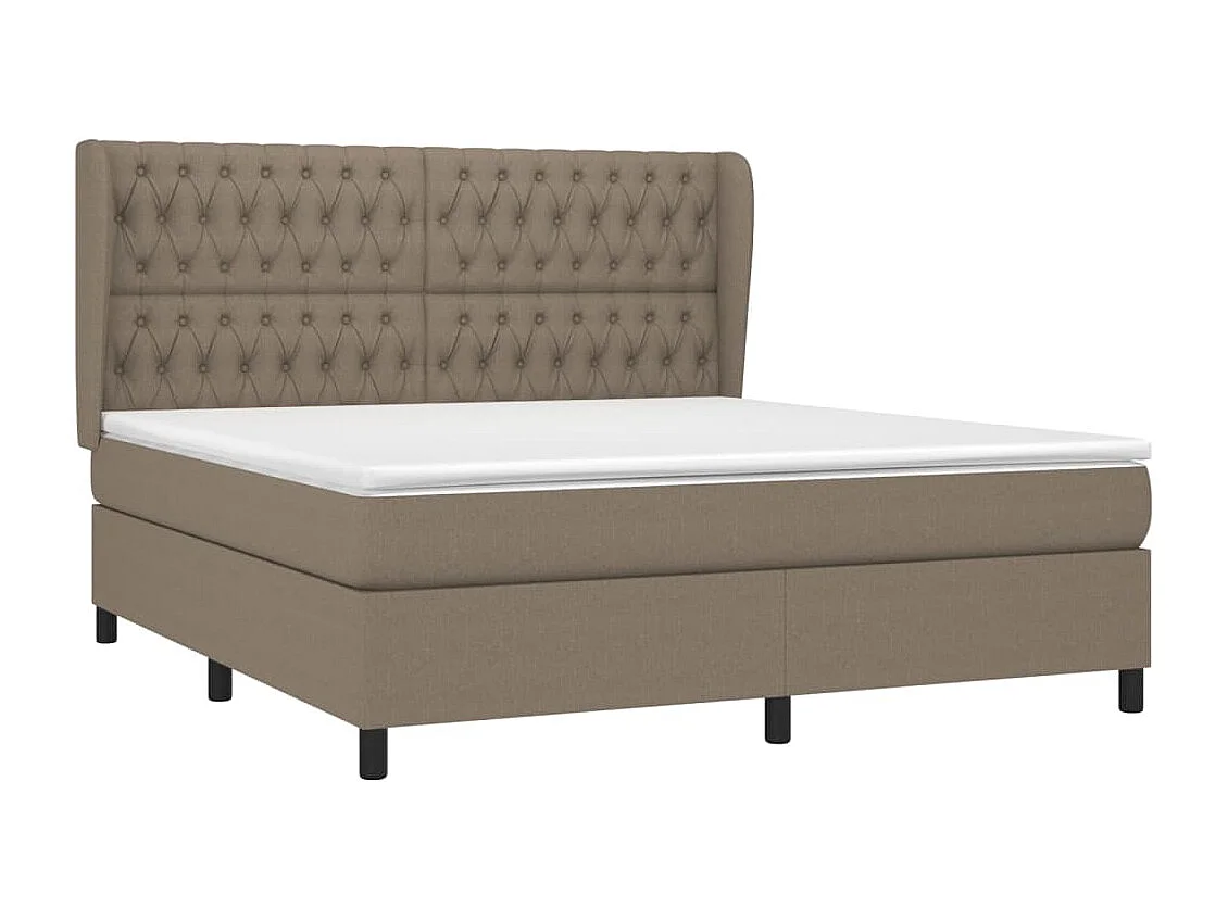 Cama box spring con colchón tela gris taupe 180x200 cm