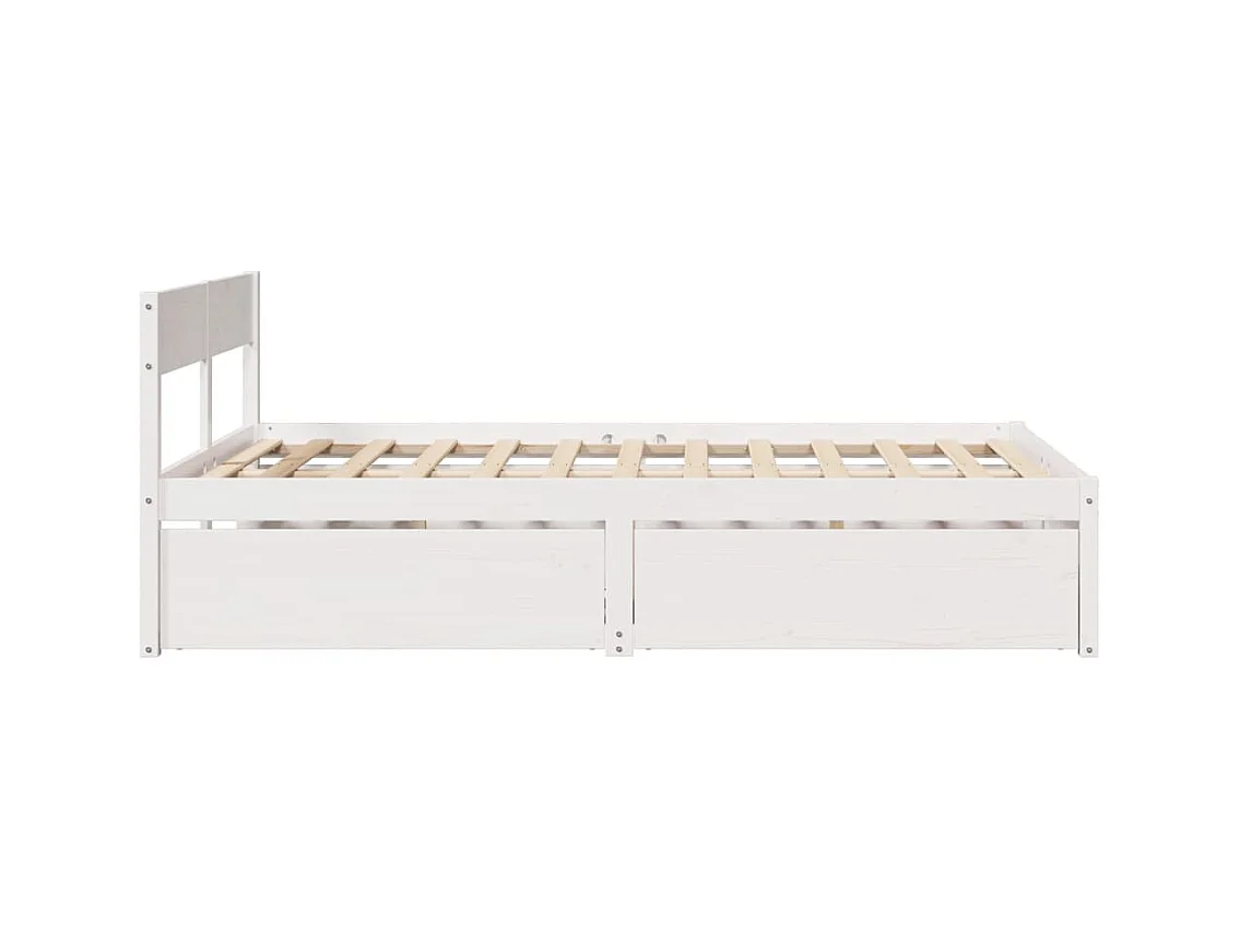 Cadre de lit avec tiroirs blanc 120x190 cm bois pin massif