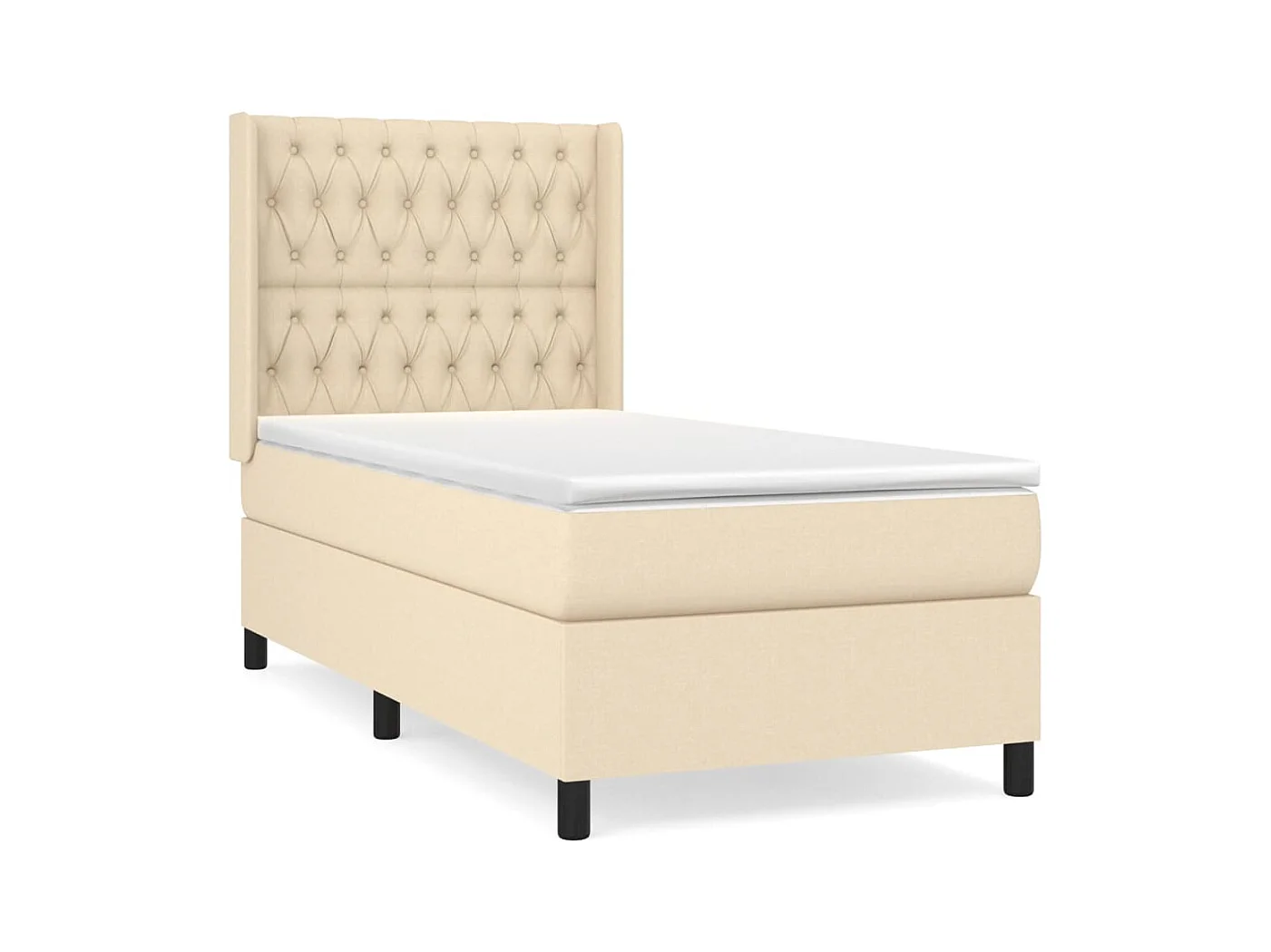 Lit à sommier tapissier et matelas Crème 90x190 cm Tissu
