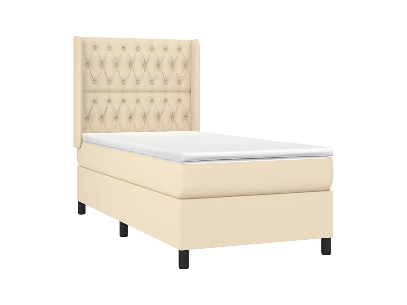 Lit à sommier tapissier et matelas Crème 90x190 cm Tissu