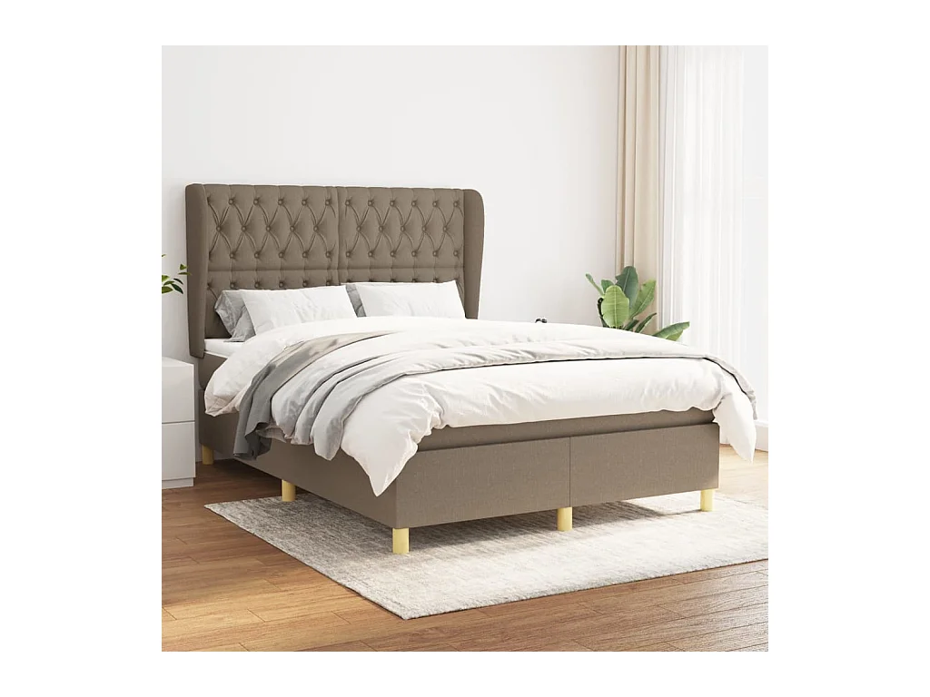 Boxspring met matras stof taupe 140x190 cm