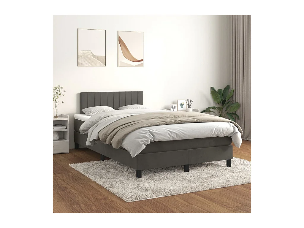 Boxspring met matras fluweel donkergrijs 120x200 cm