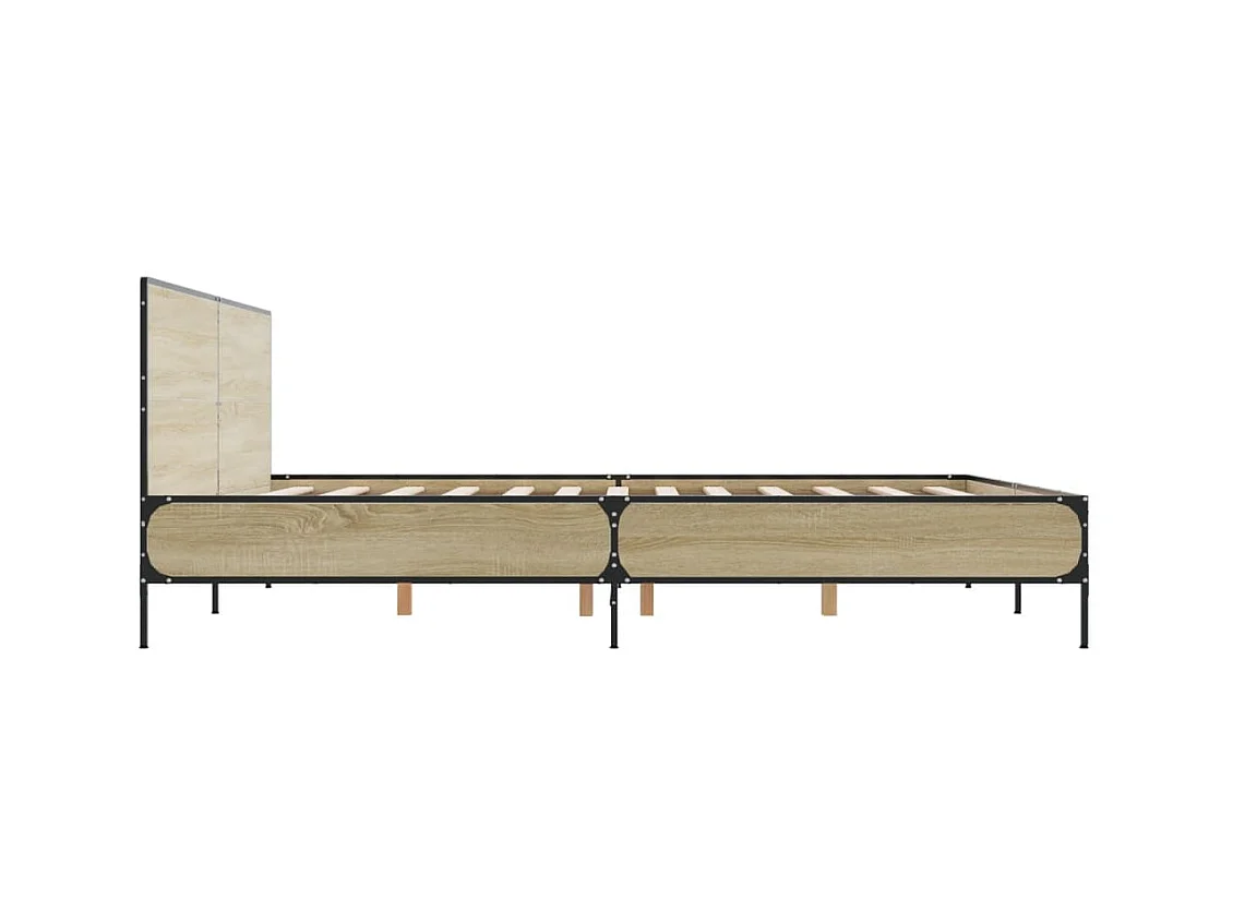 Estructura cama madera ingeniería metal roble Sonoma 180x200 cm