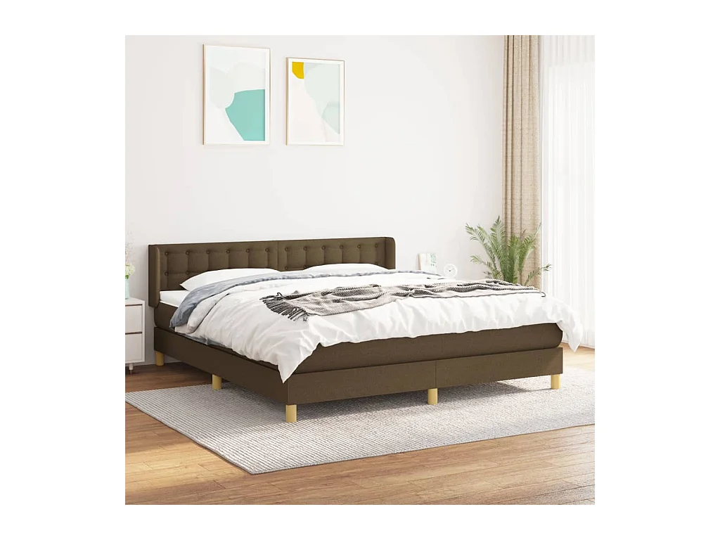 Boxspring met matras stof donkerbruin 160x200 cm