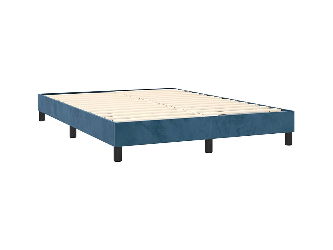 Lit à sommier tapissier et matelas Bleu foncé 140x200cm Velours