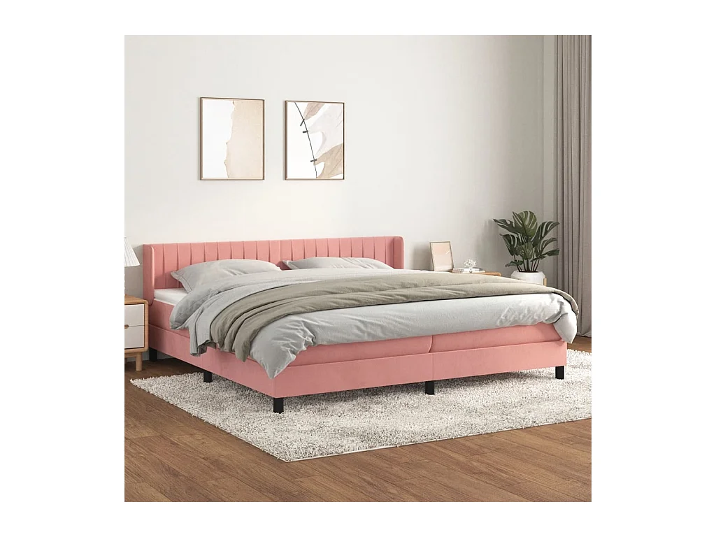 Lit à sommier tapissier avec matelas Rose 200x200 cm Velours