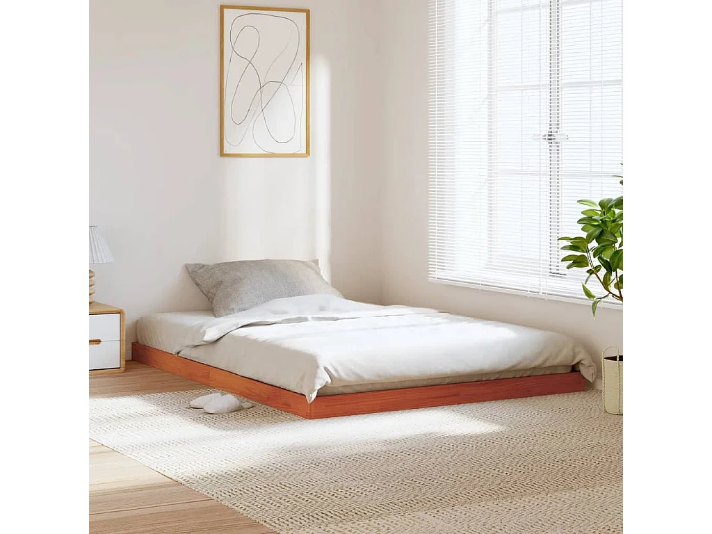 Cadre de lit cire marron 140x190 cm bois de pin massif