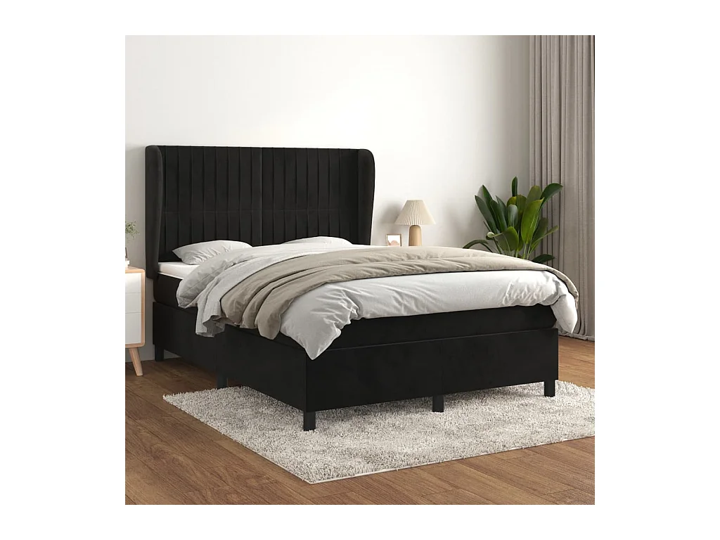 Boxspring met matras fluweel zwart 140x200 cm
