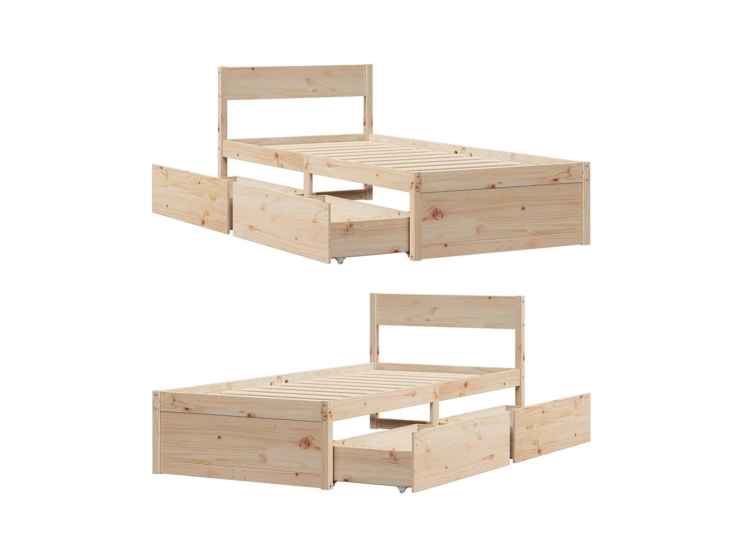 Estructura cama con cajones madera maciza pino 100x200 cm