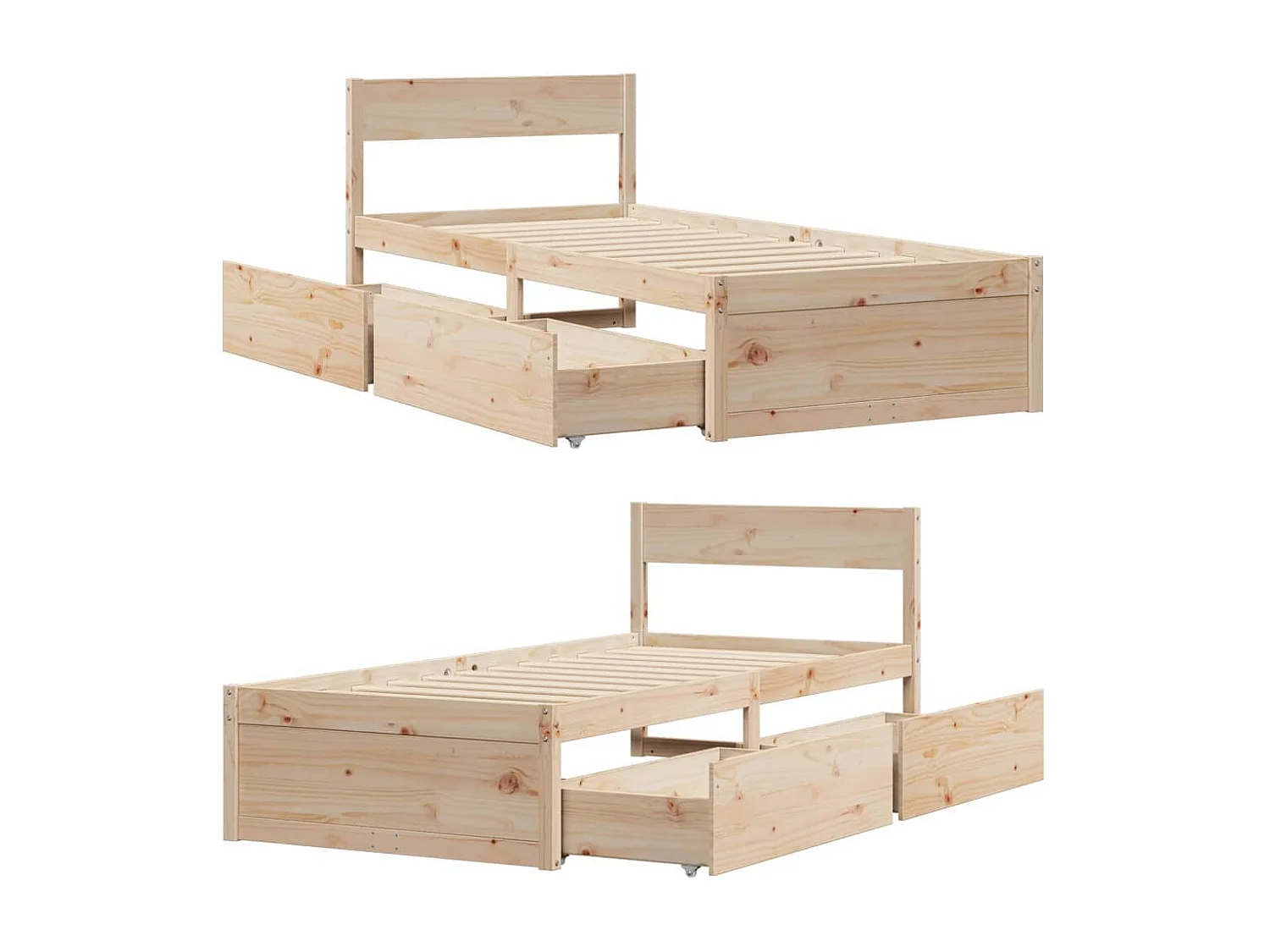 Estructura cama con cajones madera maciza pino 100x200 cm