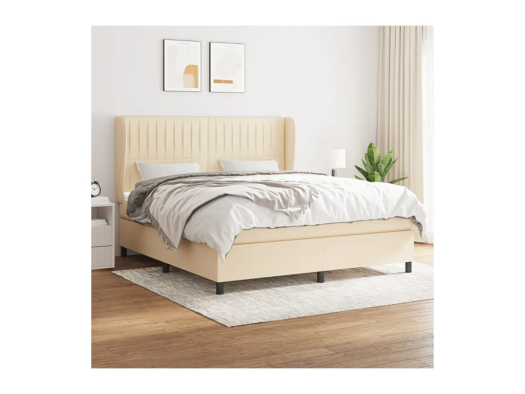 Boxspring met matras stof crèmekleurig 160x200 cm