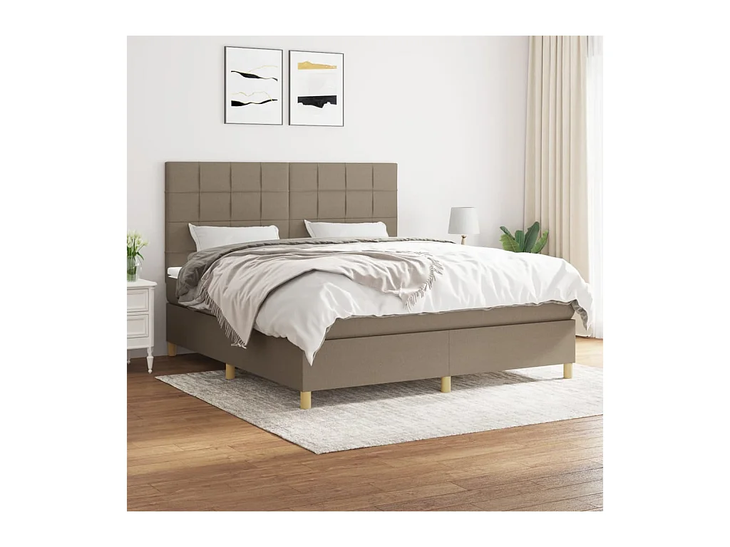 Boxspring met matras stof taupe 160x200 cm