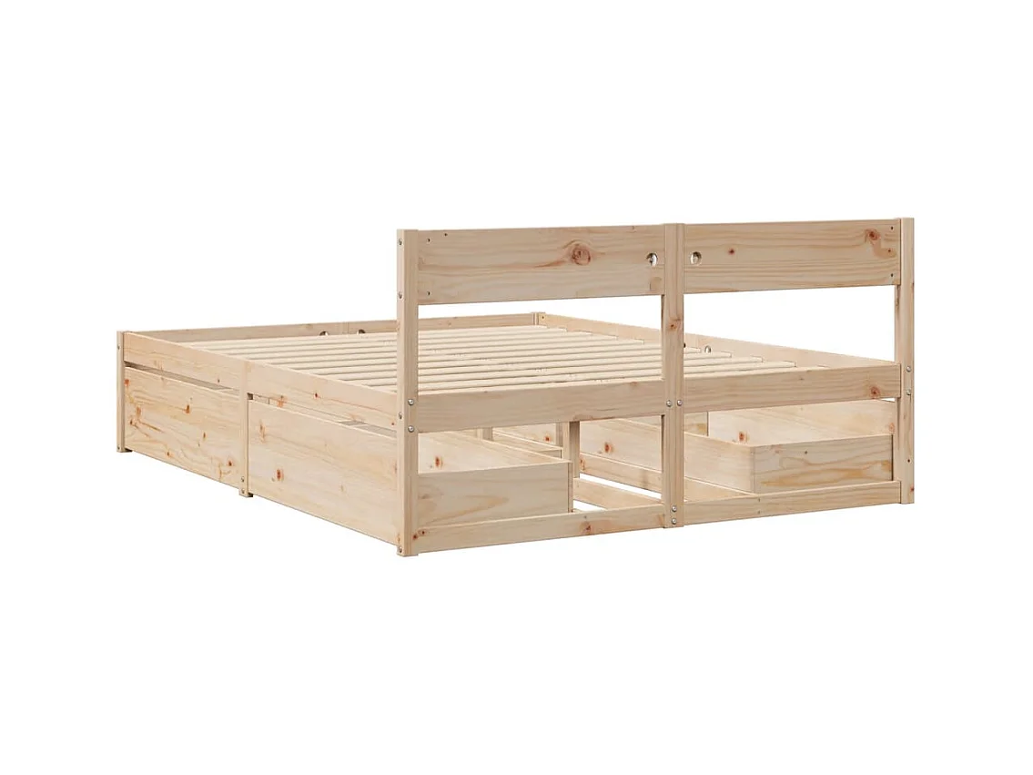 Cadre de lit avec tiroirs 140x200 cm bois de pin massif