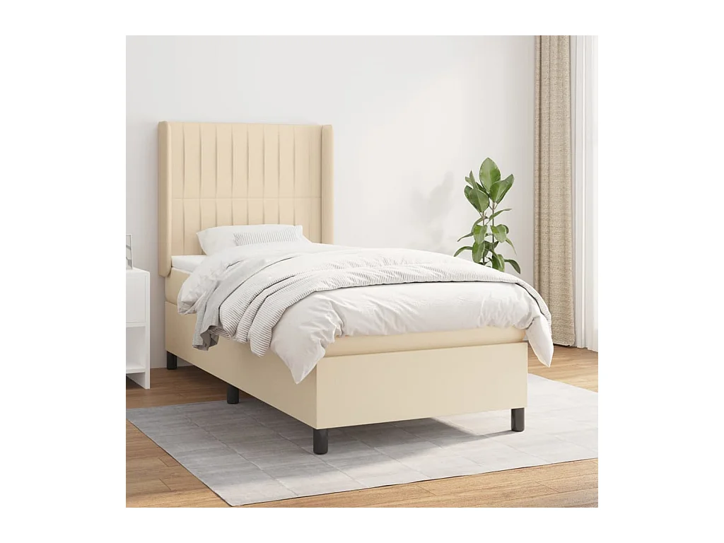 Boxspring met matras stof crèmekleurig 80x200 cm