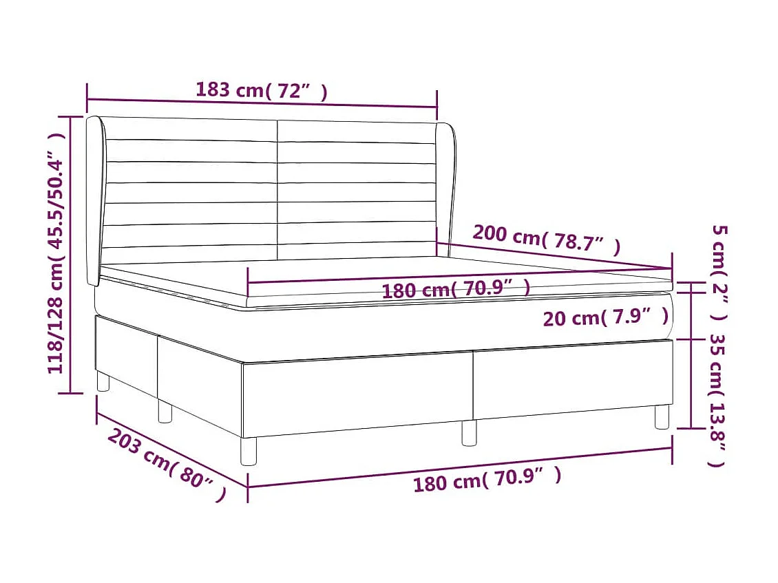 Cama com molas/colchão 180x200 cm tecido azul