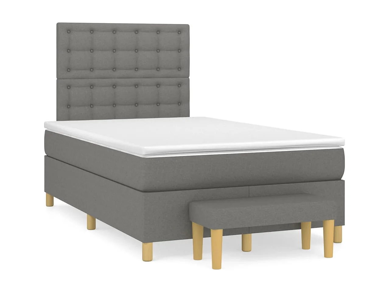 Cama box spring con colchón tela gris oscuro 120x200 cm