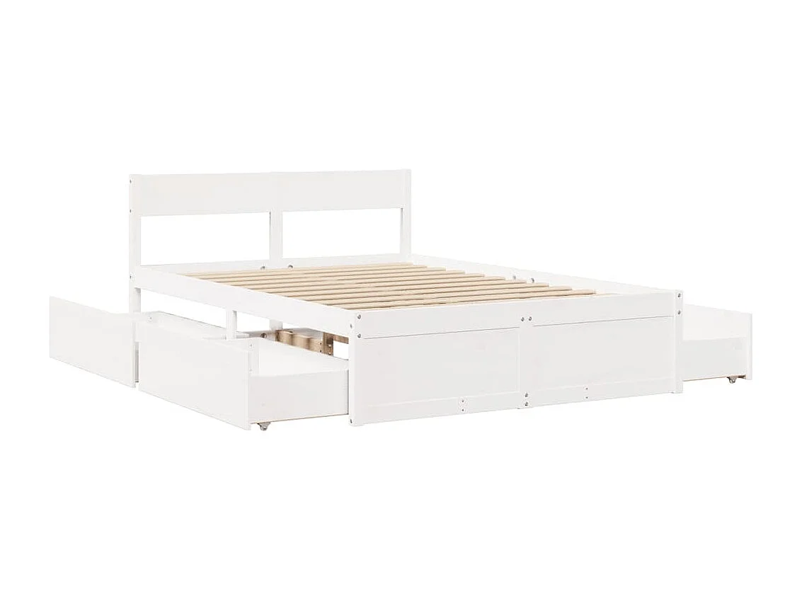 Estructura de cama con cajones madera de pino blanca 135x190 cm
