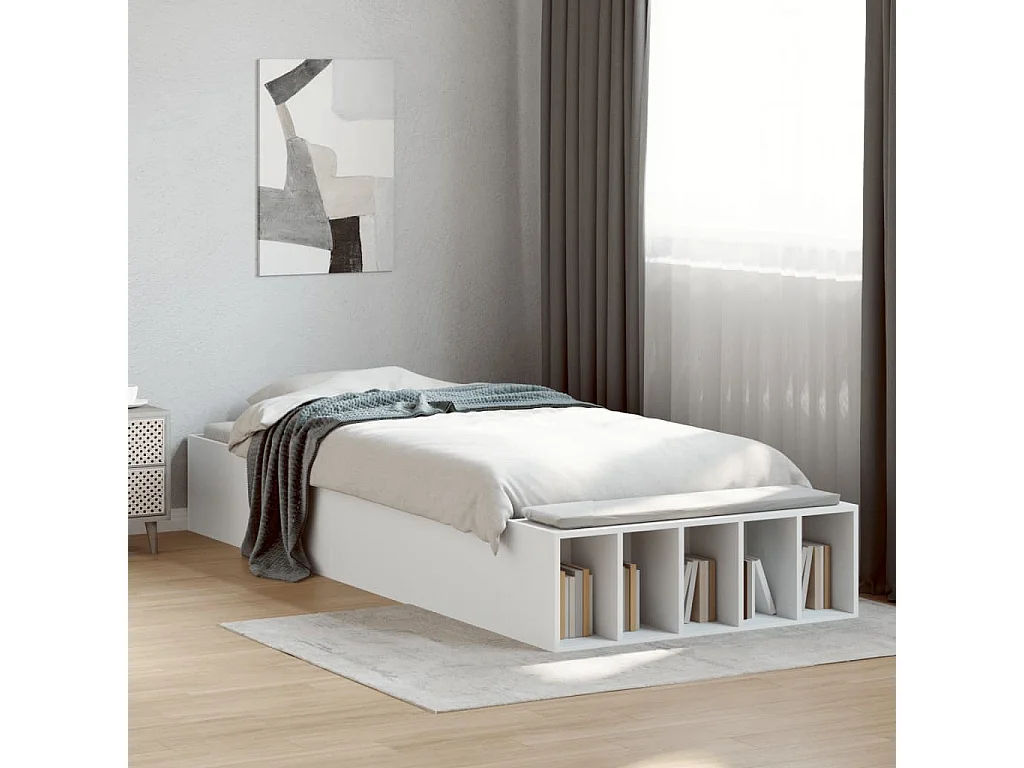 Estructura de cama madera de ingeniería blanca 90x200 cm