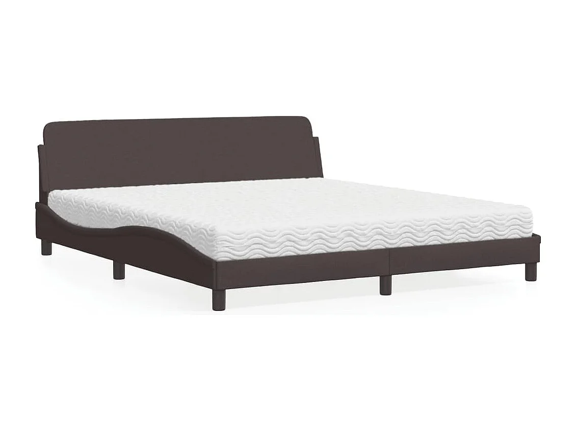 Cama com colchão 180x200 cm tecido castanho-escuro