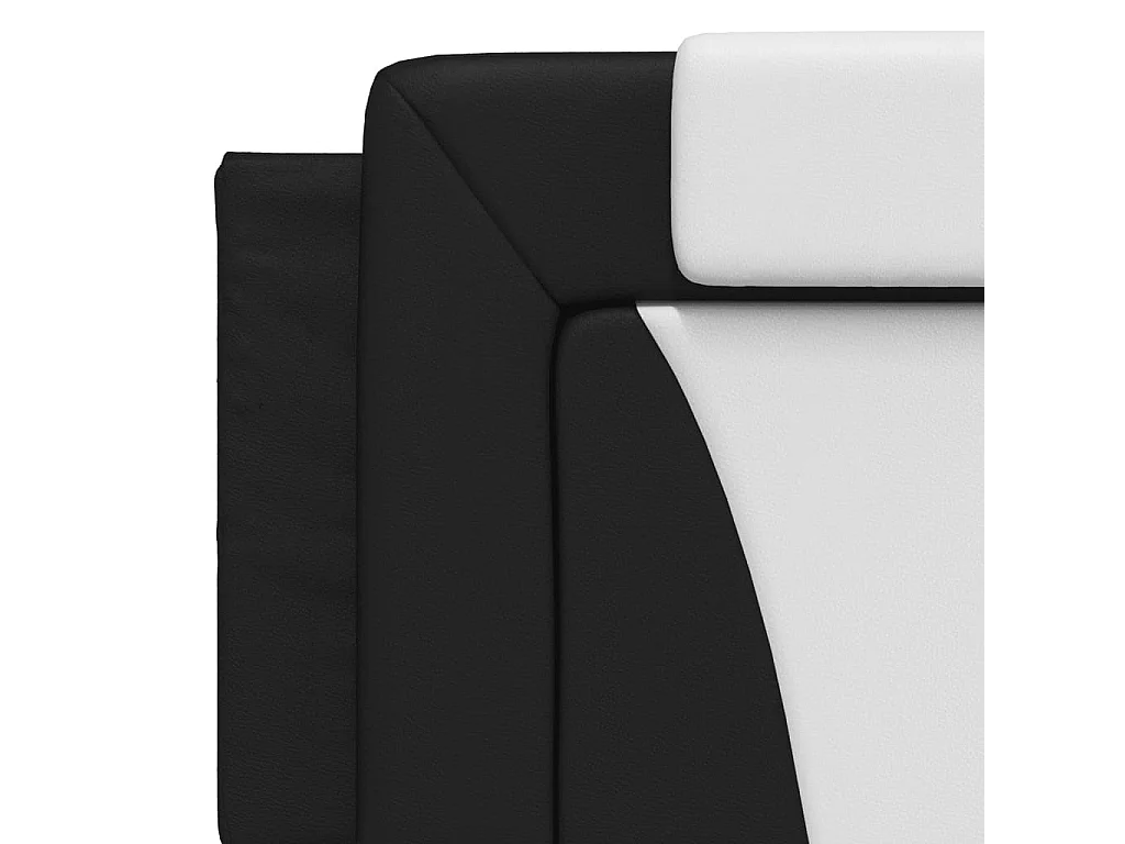 Cama com colchão 160x200 cm couro artificial preto e branco