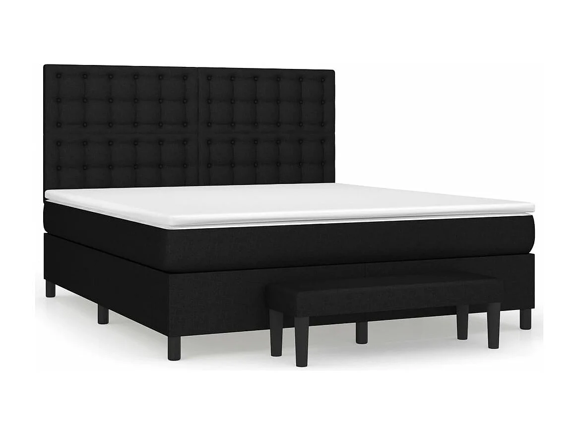 Cama box spring con colchón tela negro 160x200 cm