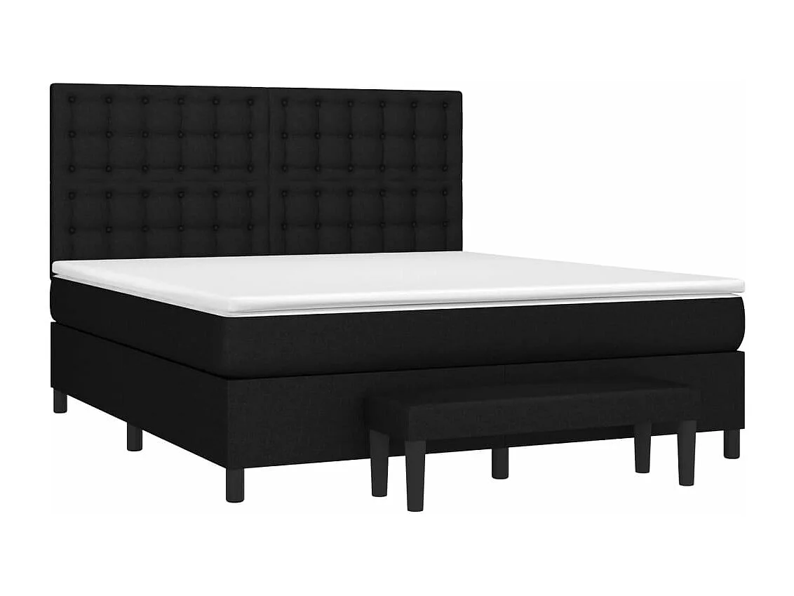 Cama box spring con colchón tela negro 160x200 cm