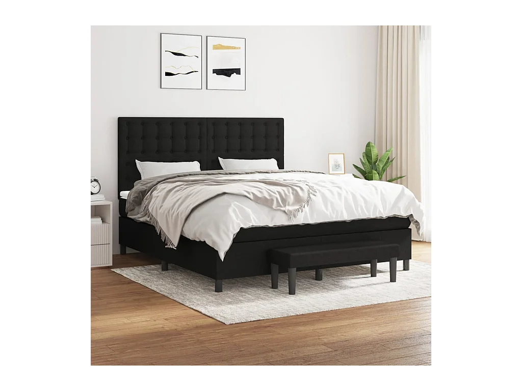 Boxspring met matras stof zwart 160x200 cm