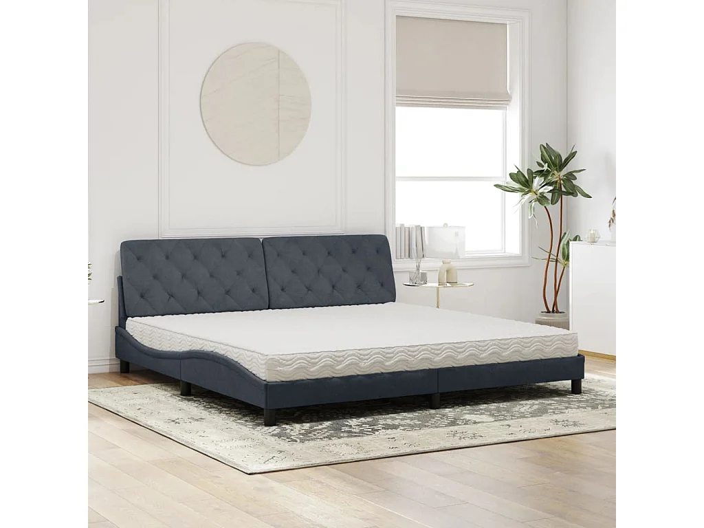 Lit avec matelas gris foncé 200x200 cm velours