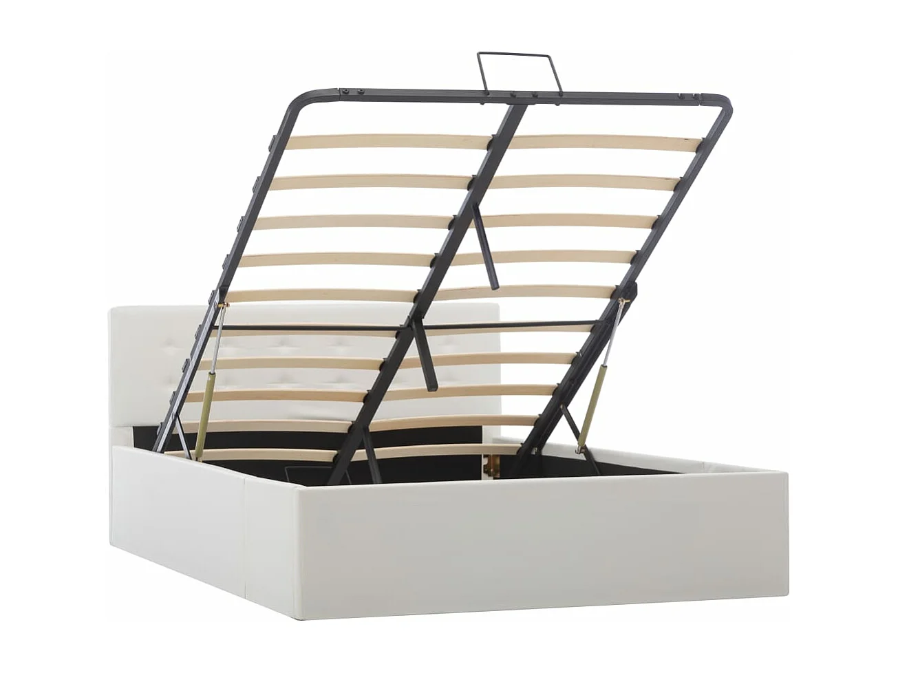 Cama canapé hidráulica cuero sintético blanco 120x200 cm