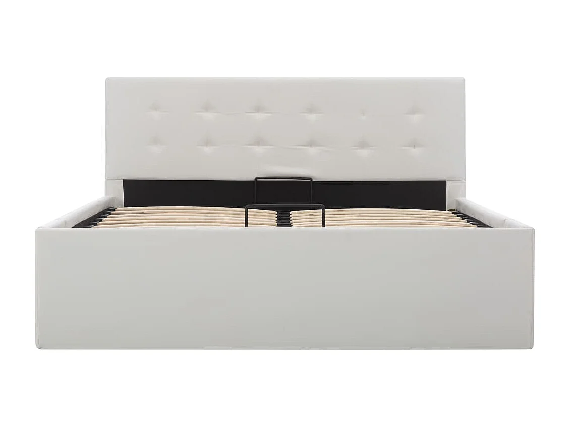 Cama canapé hidráulica cuero sintético blanco 120x200 cm