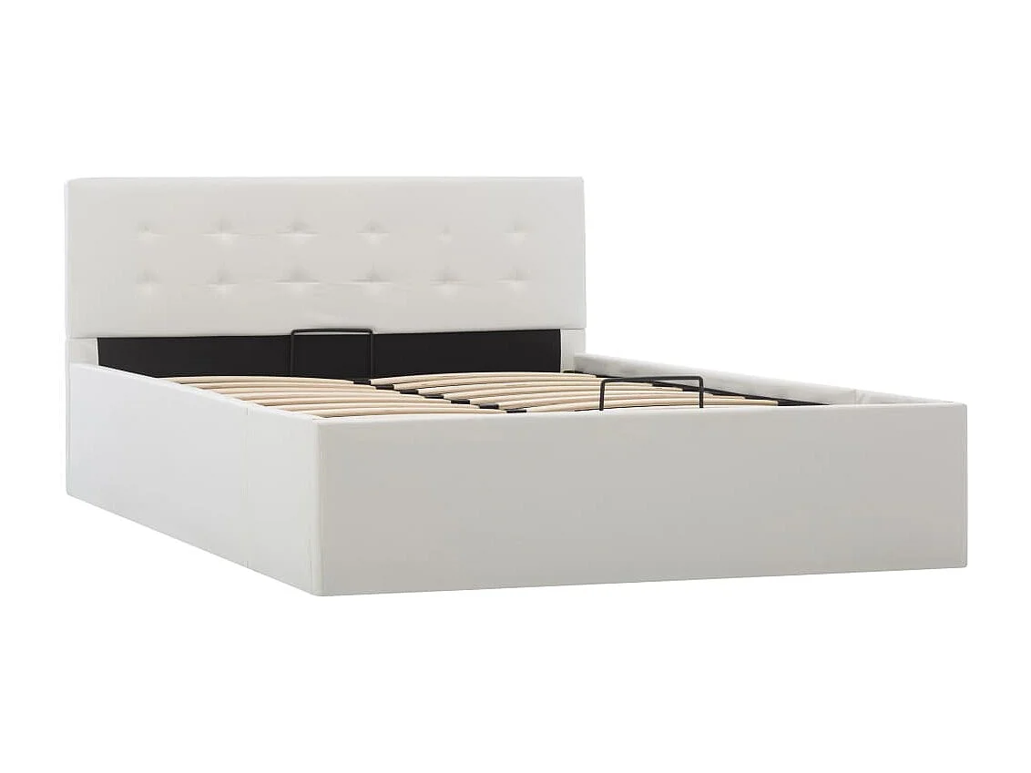 Cama canapé hidráulica cuero sintético blanco 120x200 cm