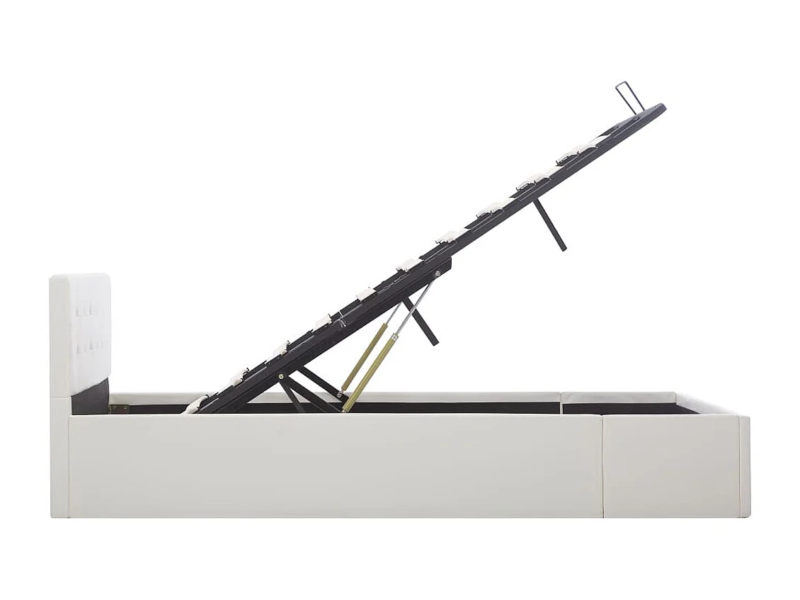 Cama canapé hidráulica cuero sintético blanco 120x200 cm