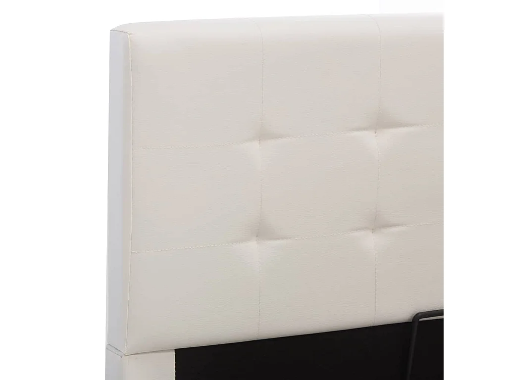 Cama canapé hidráulica cuero sintético blanco 120x200 cm