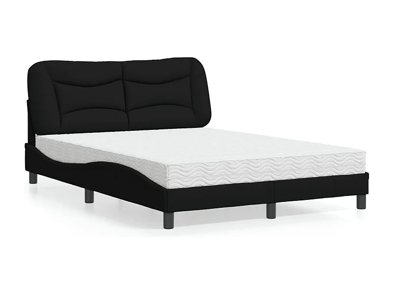 Cama con colchón tela negro 140x190 cm