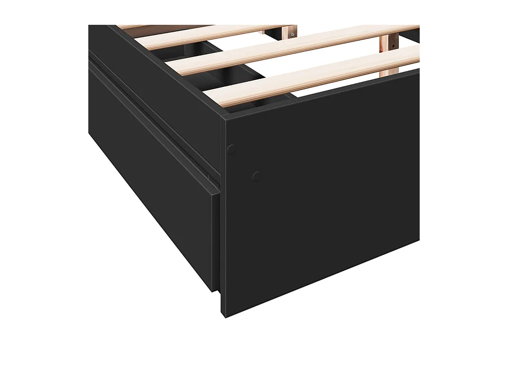 Estructura cama con cajones madera ingeniería negra 150x200 cm