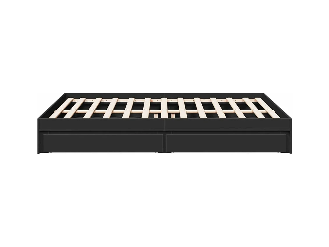 Estructura cama con cajones madera ingeniería negra 150x200 cm