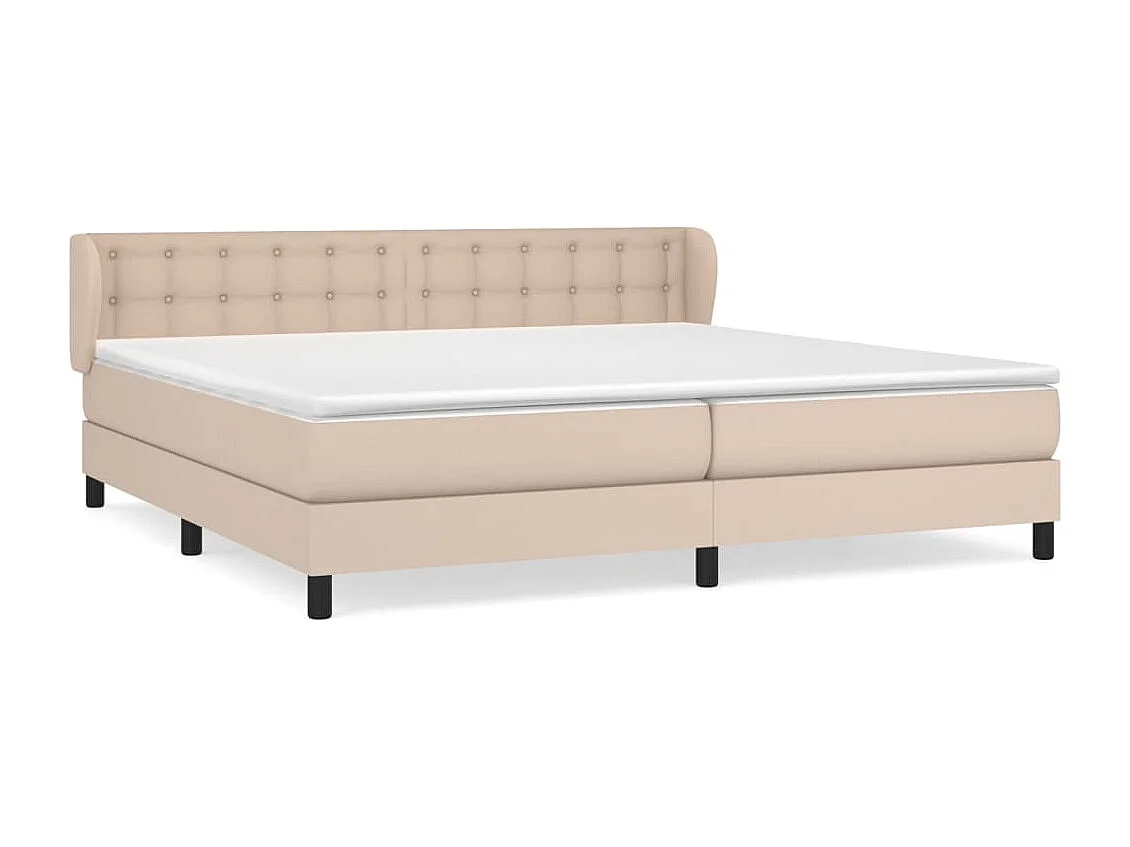 Cama box spring con colchón cuero sintético capuchino 200x200cm