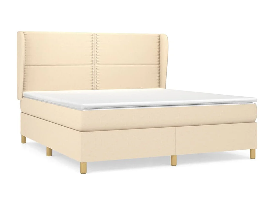 Lit à sommier tapissier avec matelas Crème 180x200 cm Tissu