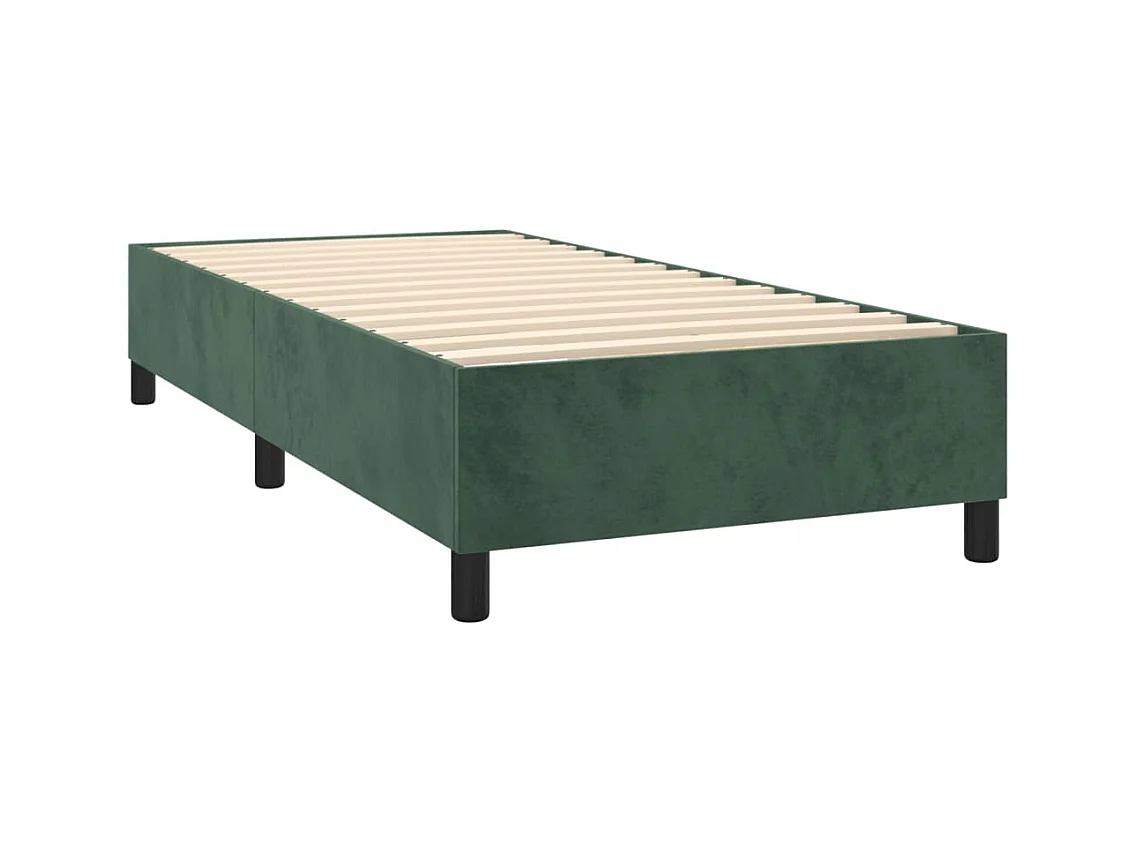 Cama com molas/colchão 90x200 cm veludo verde-escuro
