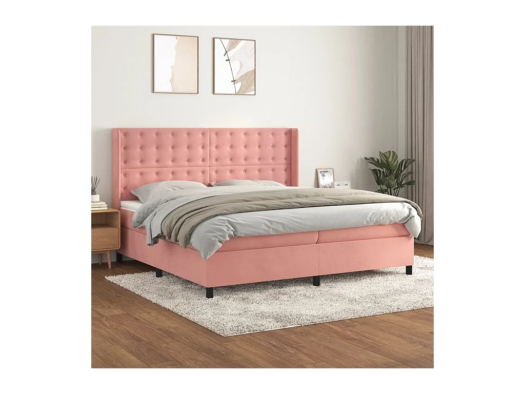 Lit à sommier tapissier avec matelas Rose 200x200 cm Velours