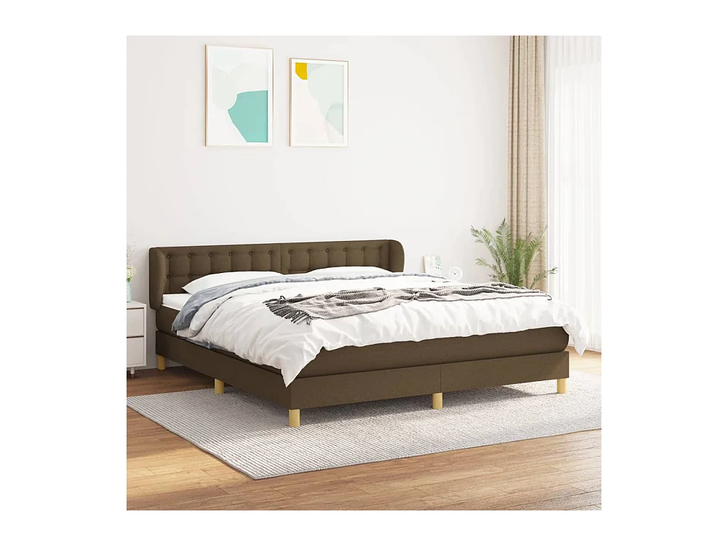 Boxspring met matras stof donkerbruin 160x200 cm