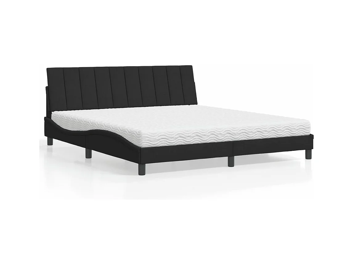 Bed met matras "Hanko" fluweel zwart 180x200 cm