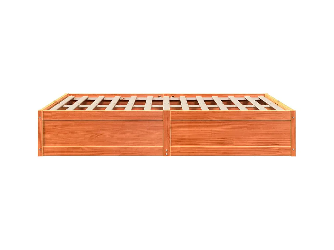 Estrutura de cama 150x200 cm madeira pinho maciça castanho cera