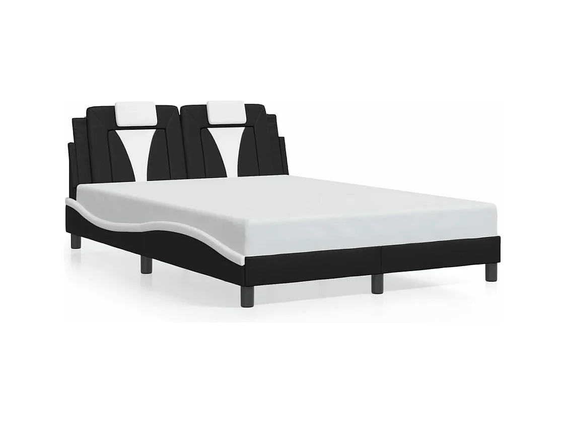 Bedframe "Viana" met LED zonder matras kunstleer zwart en wit 140x190 cm