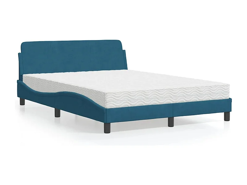 Cama com colchão 120x200 cm veludo azul
