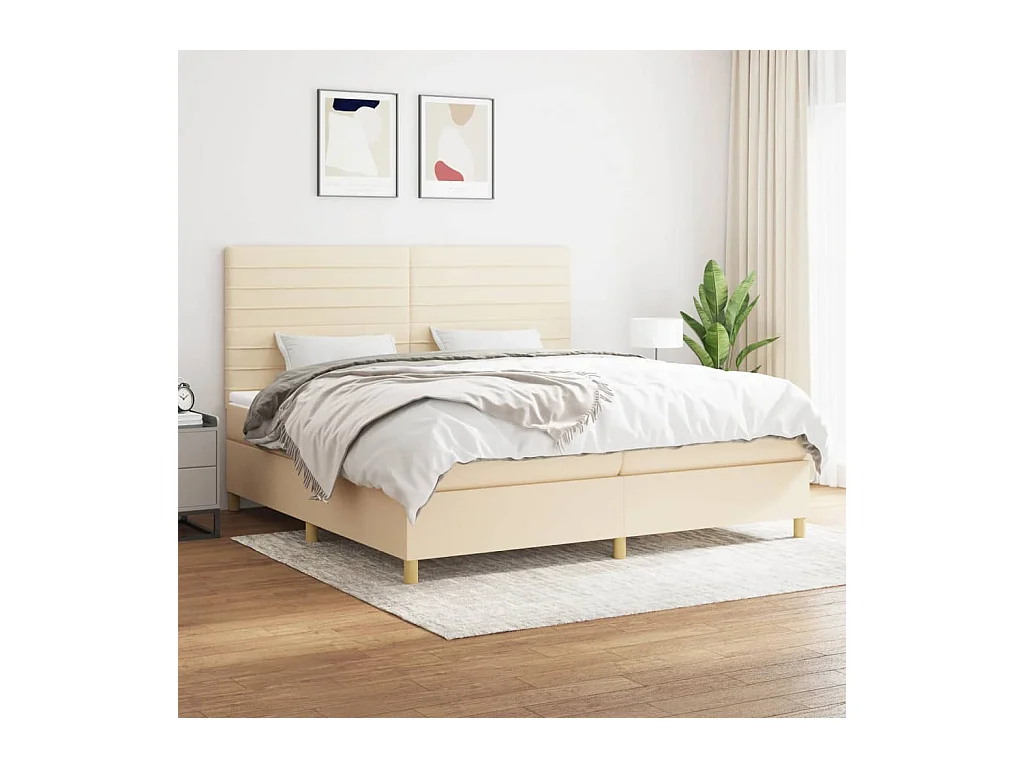 Boxspring met matras stof crèmekleurig 200x200 cm