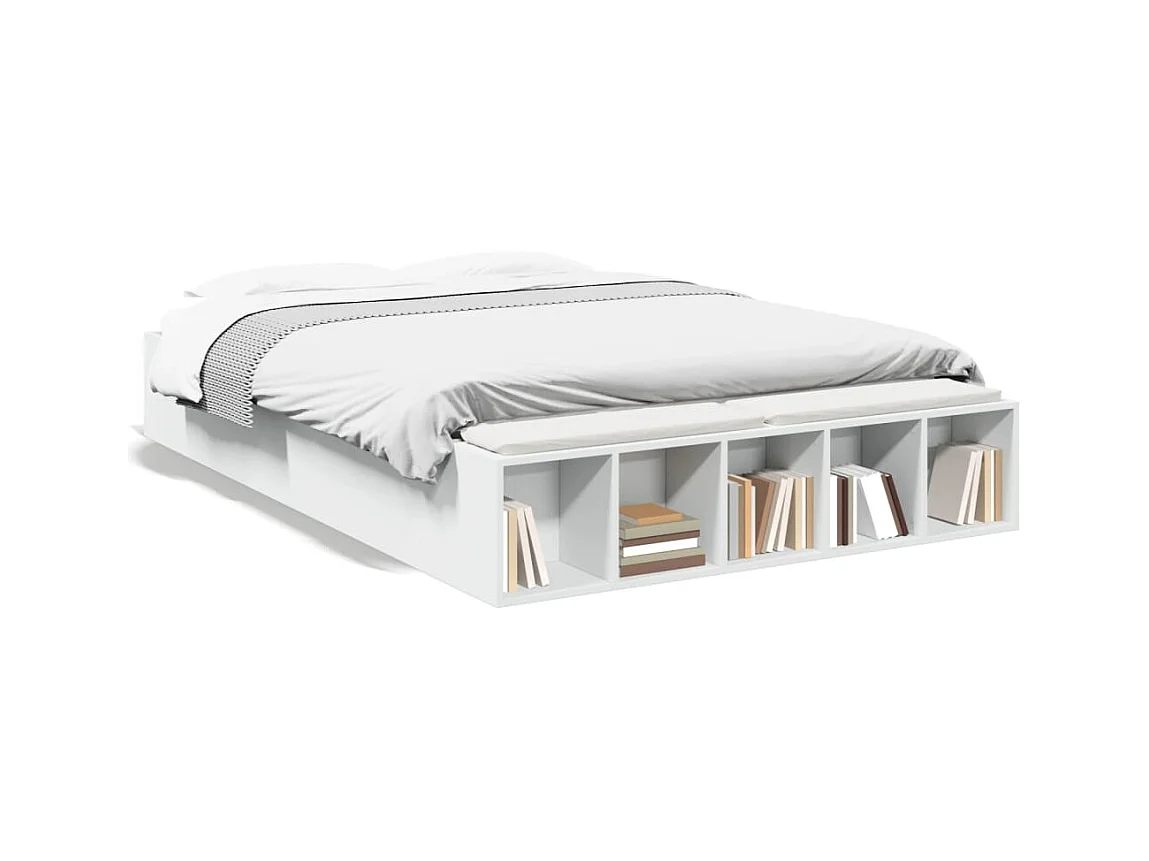 Estructura de cama madera de ingeniería blanca 135x190 cm