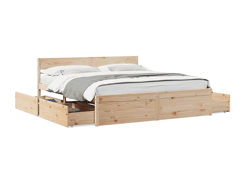 Estructura de cama con cajones madera maciza de pino 200x200 cm
