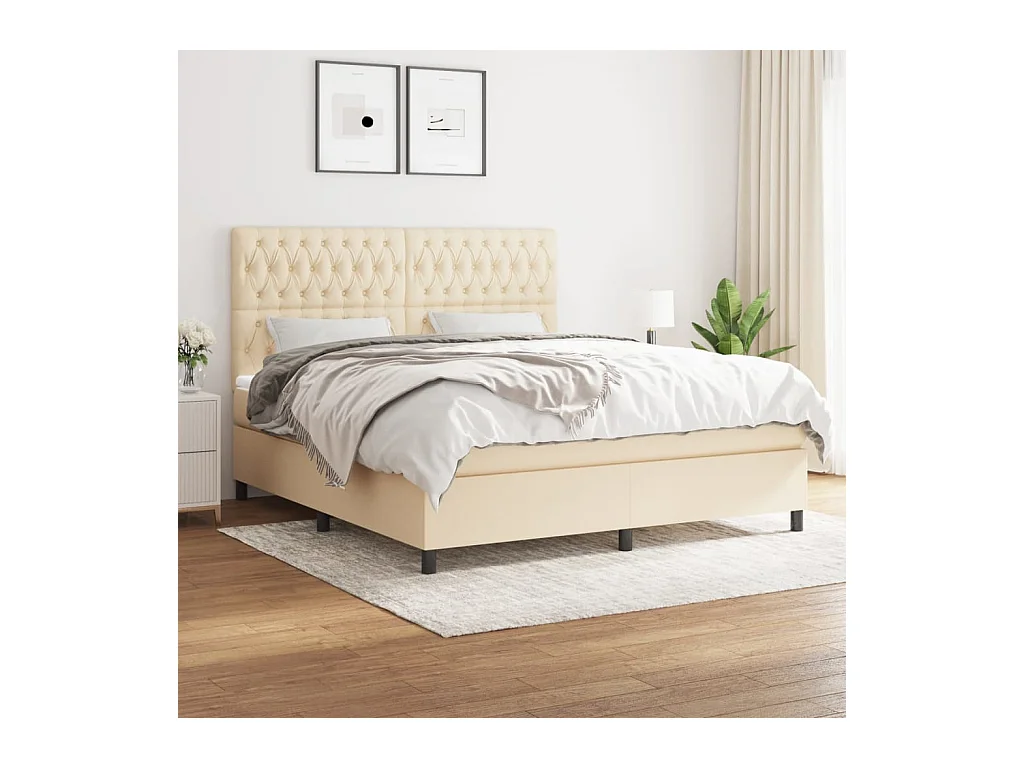 Boxspring met matras stof crèmekleurig 180x200 cm